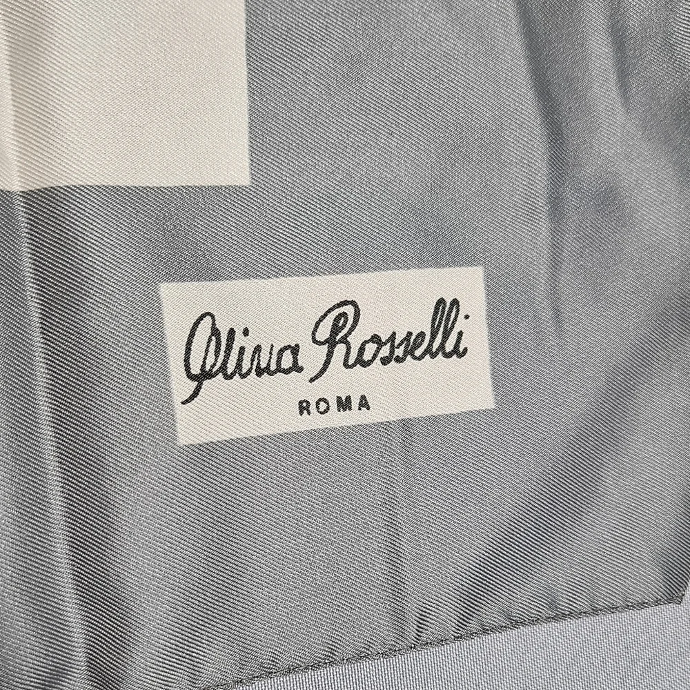 Olivia Rosselli VTG Floral Romantic Rose Pink Gray Square Scarf Made In Italy